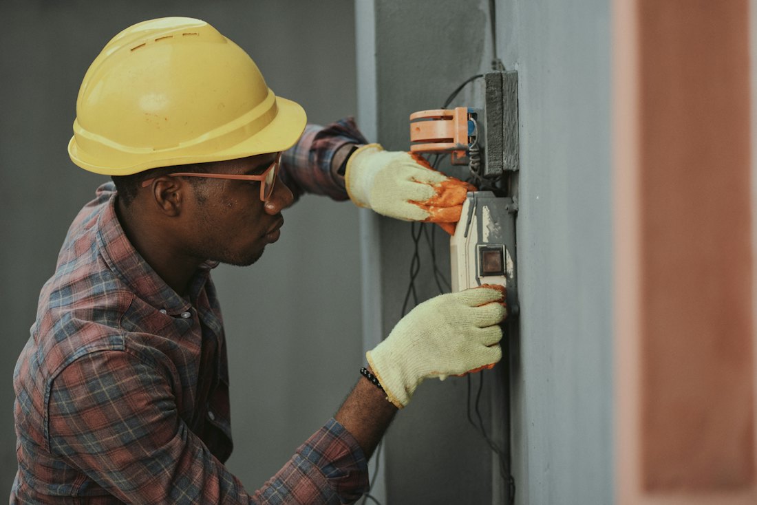 Installer carrying out works on site